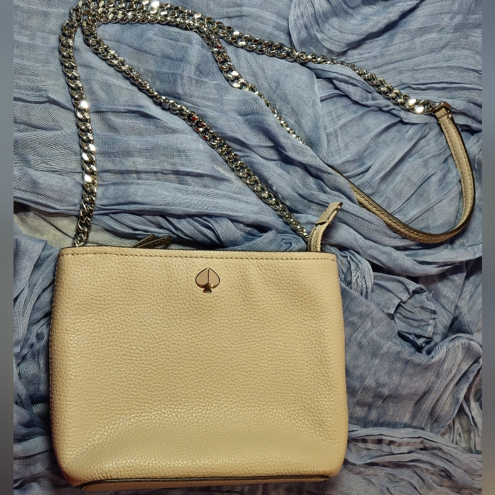 Kate Spade New York: Sm Polly Convertible Crossbody Chain Strap Purse Taupe Gray